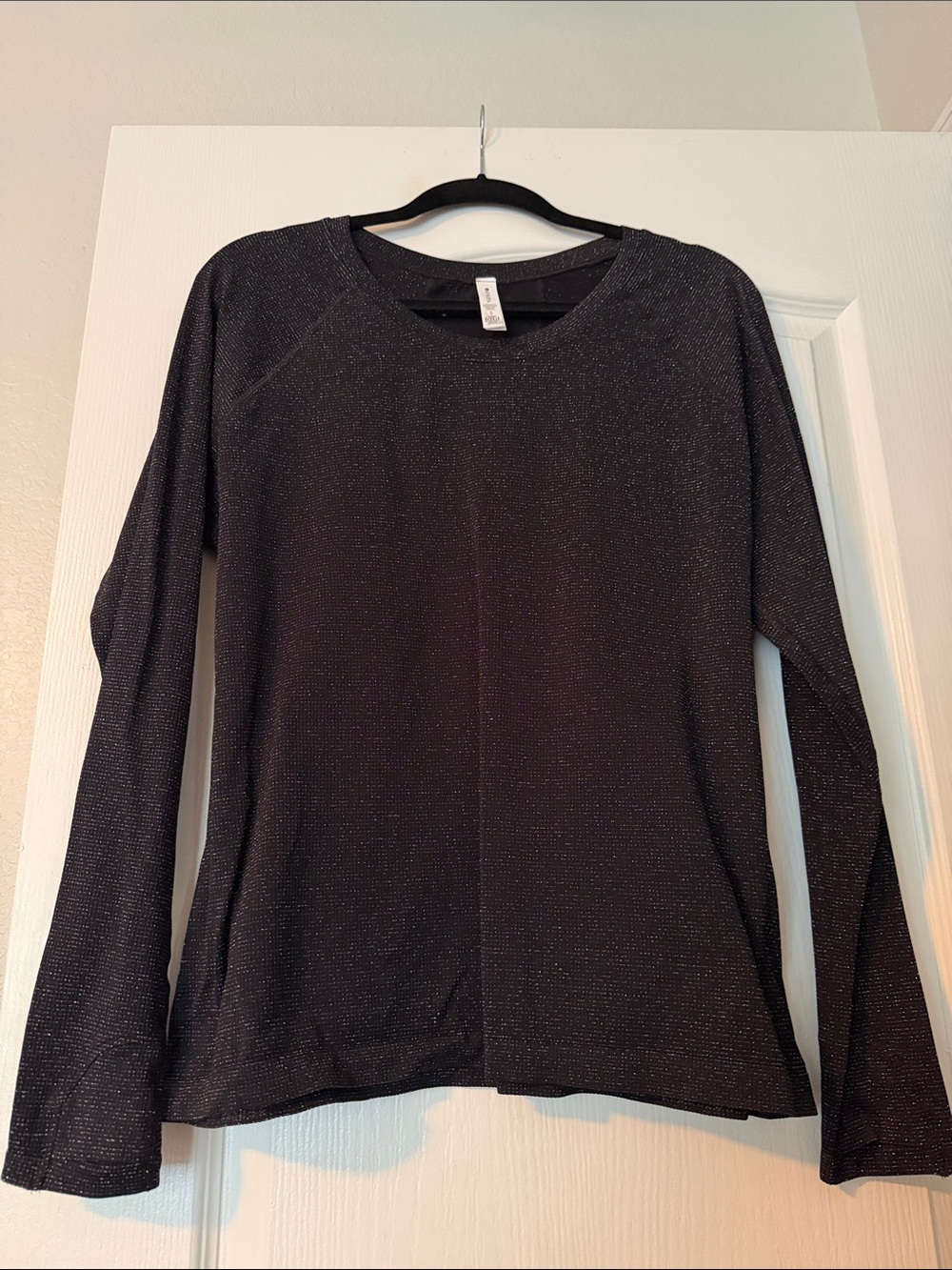 Athleta Metallic Black Long-Sleeve Crew Top